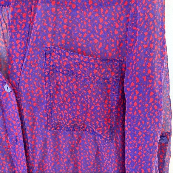 Diane Von Furstenberg Purple Pink Pattern Silk Button Down Blouse - Picture 7 of 10